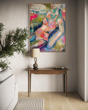 dame sous le soleil- 90x120 cm - original on Belgian linen