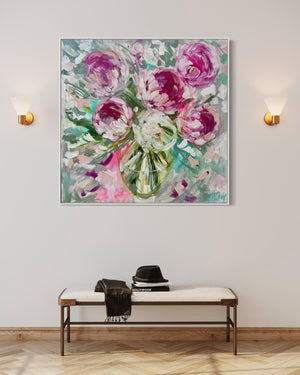 Paris Peony - 90x90 cm - original on gallery canvas