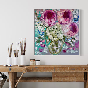 60x60 cm - peony and hydrangea  bouquet