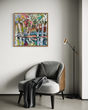 46x46 cm -river gum reflections - original on gallery canvas