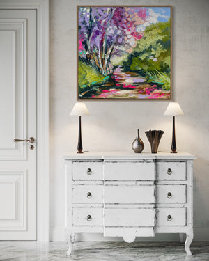 Jacaranda season - 76x76 cm - original on Belgian linen - lay by welcome