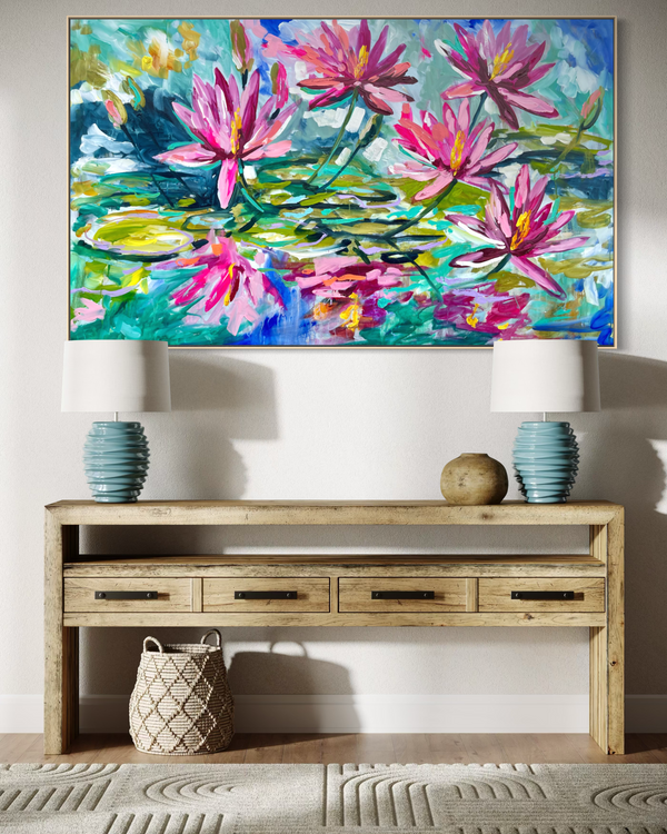 Pink Sunrise-original on gallery canvas 90x150  cm