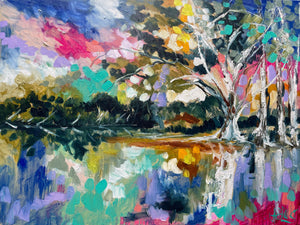 Glowing misty River Gums - art print
