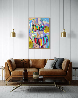 60x90 cm - MADAME SOLEIL  - original on gallery canvas