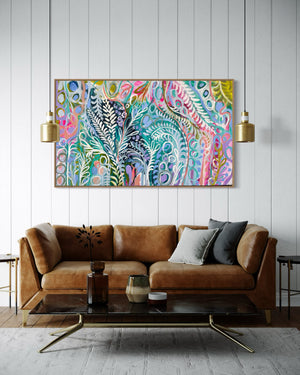 Picnics in paradise- original on gallery canvas 90x150  cm