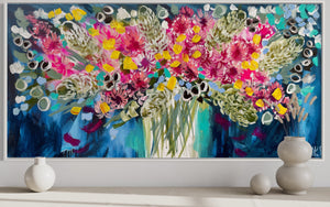 Celebration blooms -60x120 cm- original on gallery canvas