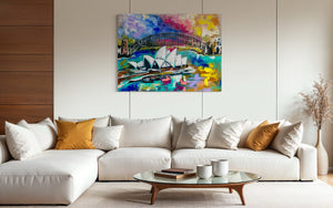 Sydney aglow-original on belgian linen - 75x100 Cm