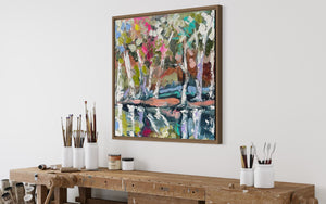 46x46 cm -river gum reflections - original on gallery canvas