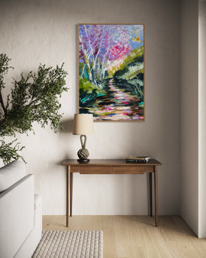 60x90 cm - blue sky Jacaranda -original on Belgian linen