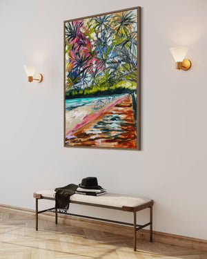 Vibrant summer- noosa boardwalk   - 60x90 cm - original on Belgian linen
