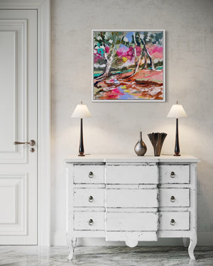 46x46 cm - after the rain - river gum - original on gallery canvas