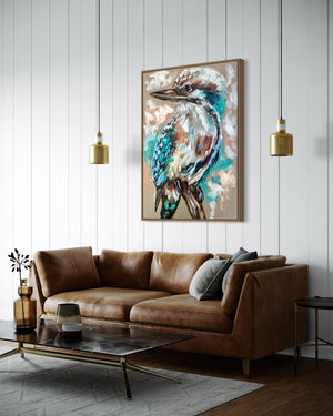 Daily visitor  -Original on belgian linen  75x100  Cm