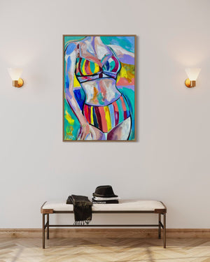60x90 cm - beach babe   - original on gallery canvas