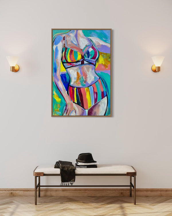 60x90 cm - beach babe   - original on gallery canvas