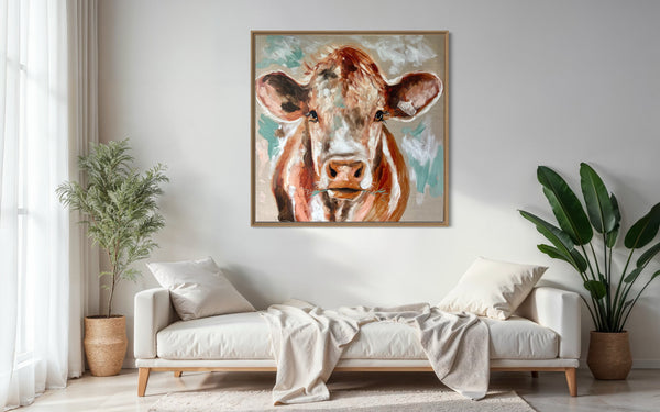 Miss Brown Eyes-original on Belgian linen   - 90x90 Cm
