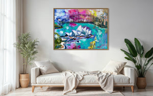 Celebrating Sydney  -Original on Belgian linen  90x120  Cm