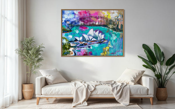 Celebrating Sydney  -Original on Belgian linen  90x120  Cm