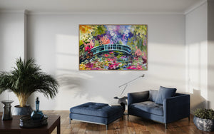 Monets Garden aglow - original on gallery canvas 90x150  cm