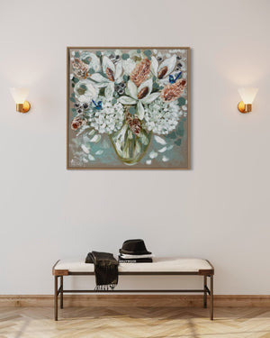 Petite magnolia and banksia - 76x76 cm - original on Belgian linen