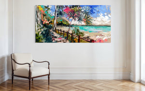 Memories of Tea Tree Bay- Noosa - original on Belgian linen 75 x150 cm