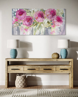 60x120 cm - blush charms peony - original on gallery canvas