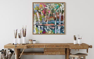 46x46 cm -river gum reflections - original on gallery canvas