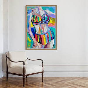 60x90 cm - beach babe   - original on gallery canvas
