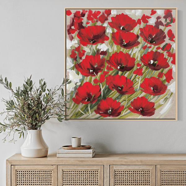 Remember me - Poppies -60x60 cm - original on Belgian linen