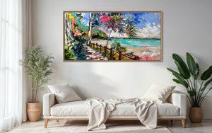 Memories of Tea Tree Bay- Noosa - original on Belgian linen 75 x150 cm