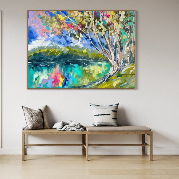 Glowing river side gums -Original on Gallery canvas 90x120  Cm