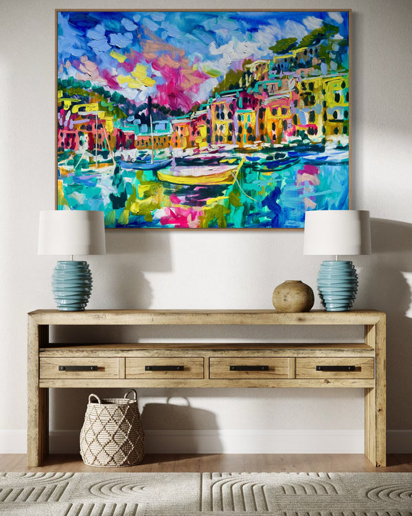 True Colours -Portofino -Original on Belgian linen  90x120  Cm