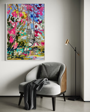 Romance in paris- 60x90 cm - original on Belgian linen