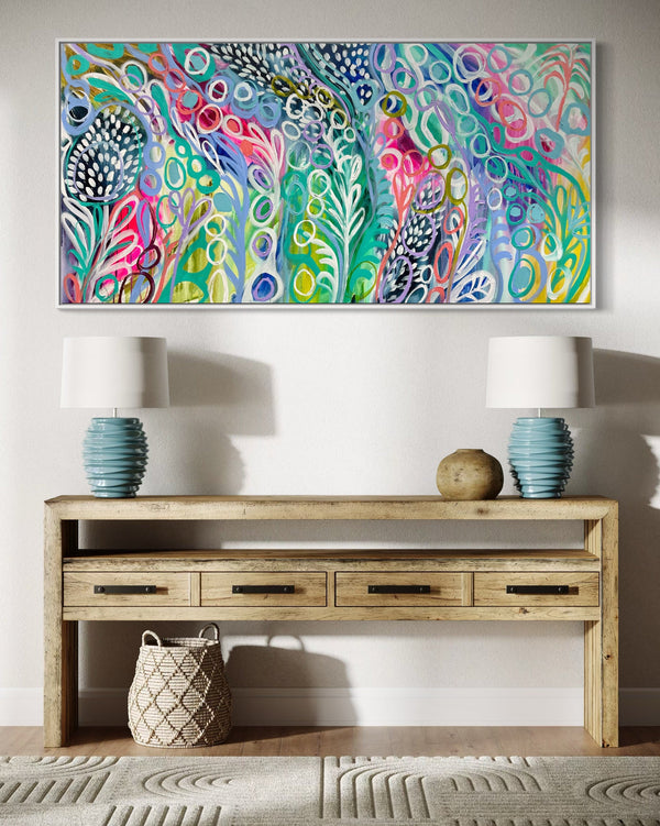 Springtime in the daintree- original on cotton canvas  75 x150 cm