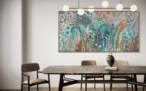 Starry night and silver ferns - original on gallery Canvas 90x180cm