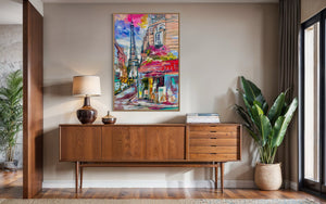 Cafes of paris- 60x90 cm - original on Belgian linen