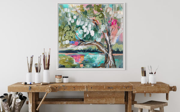 46x46 cm - morning glow river gum - original on gallery canvas