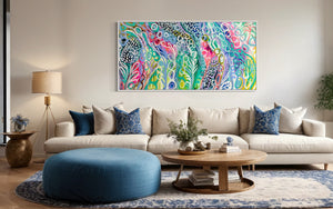 Springtime in the daintree- original on cotton canvas  75 x150 cm