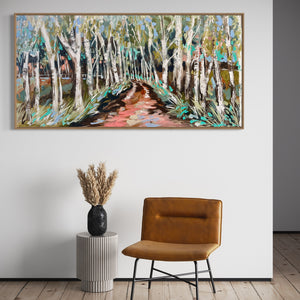 Eucalyptus lane- original on Belgian linen 75 x150 cm