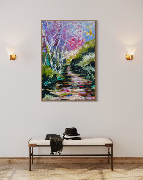 60x90 cm - blue sky Jacaranda -original on Belgian linen
