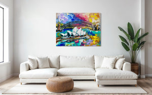 Sydney aglow-original on belgian linen - 75x100 Cm