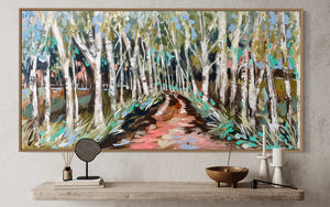 Eucalyptus lane- original on Belgian linen 75 x150 cm