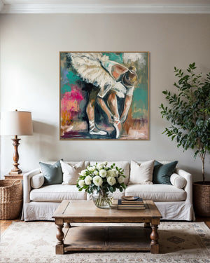 Time to shine-original on belgian linen - 90x90 Cm