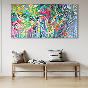 Dancing ferns of the Daintree forest - original on gallery Canvas 90x180cm