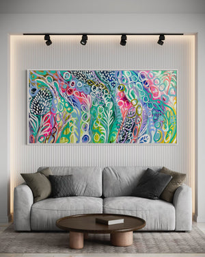 Springtime in the daintree- original on cotton canvas  75 x150 cm