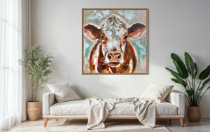 Brown Eyed girl -original on Belgian linen   - 90x90 Cm