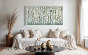 Whisper white wisteria - Original on Belgian linen  75x150 Cm
