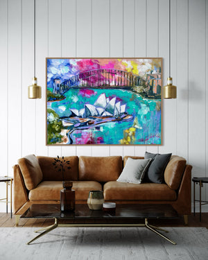 Celebrating Sydney  -Original on Belgian linen  90x120  Cm