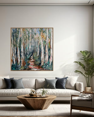 Glowing national park walks noosa  - original on Belgian linen 75 x150 cm