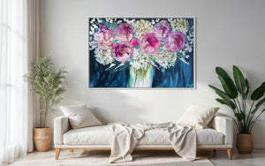 Midnight Melody peony - original on gallery canvas 100x150  cm