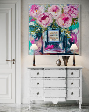 Coco Mademoiselle -original on belgian linen - 90x90 Cm